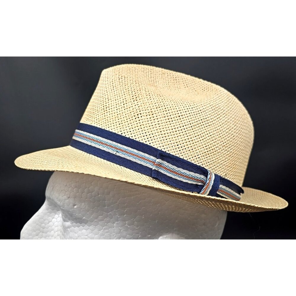 Stetson Mallory Nantucket Milan Straw Fedora Hat Sand Color USA Made Men's 7 1/4